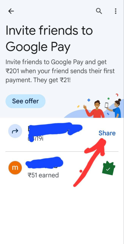 Referral Code in Google Pay